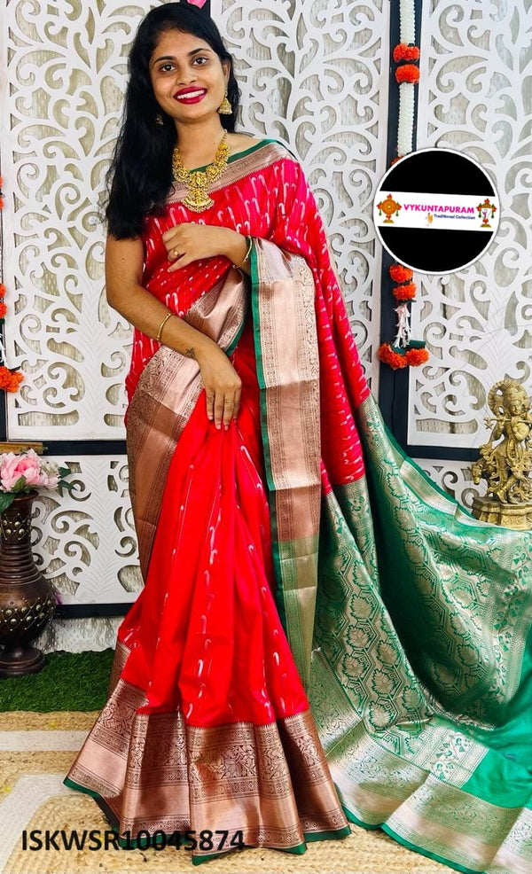 Zari Weaved Silk Saree With Contrast Blouse-ISKWSR10045874