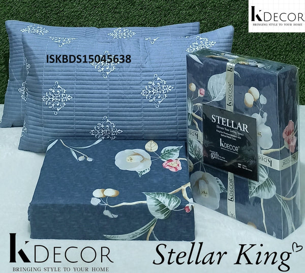Cotton Kingsize Bedsheet With Pillow Cover-ISKBDS15045638