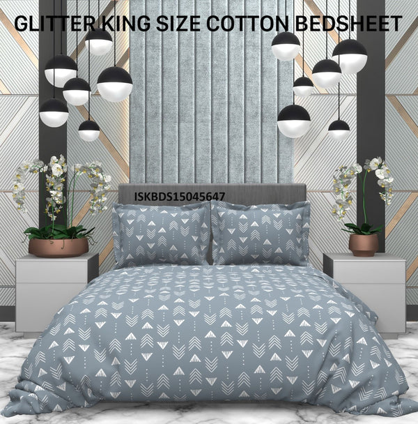 Glitter Kingsize Cotton Bedsheet-ISKBDS15045647