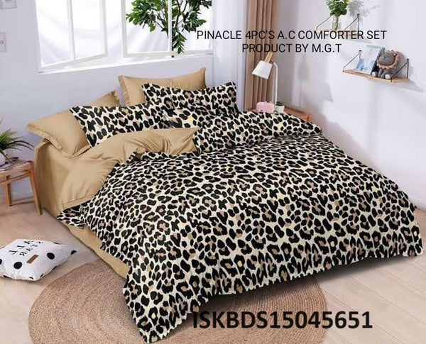 Glace Cotton Bedsheet With Pillow Cover And Reversible Comforter-ISKBDS15045651
