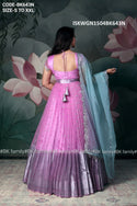 Organza Pleated Gown With Contrast Net Dupatta-ISKWGN1504BK643N