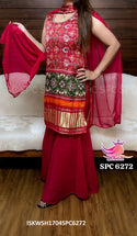 Bandhani Printed Gaji Silk Kurti With Georgette Sharara And Dupatta-ISKWSH1704SPC6272