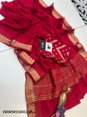 Mysore Wrinkle Chiffon Saree With Brocade Blouse-ISKWSR15041237