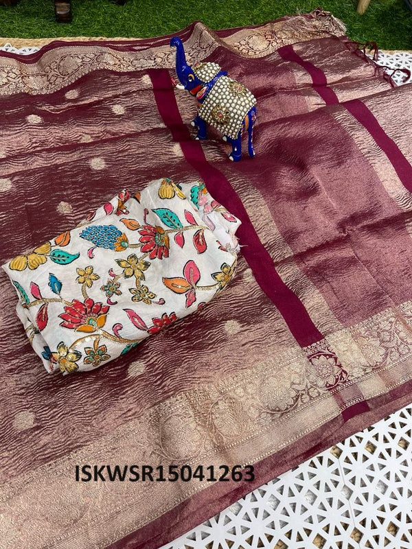 Handloom Crushed Tissue Saree Blouse-ISKWSR15041263