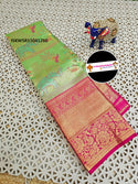 Zari Weaved Silk Saree With Contrast Tissue Silk Blouse-ISKWSR15041260