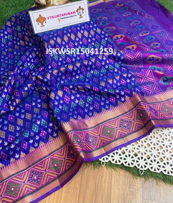 Ikkat Printed Silk Saree With Contrast Blouse-ISKWSR15041259