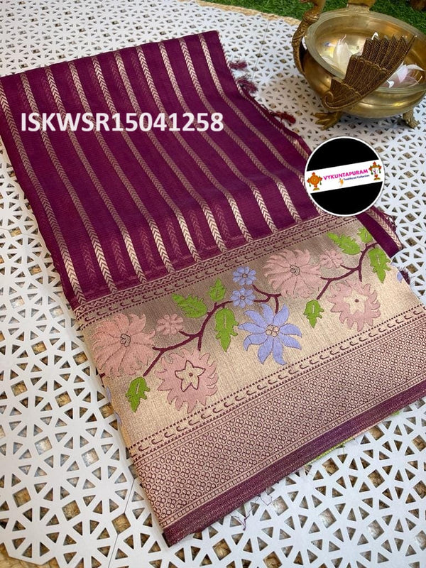 Gadwal Silk Saree With Contract Blouse-ISKWSR15041258