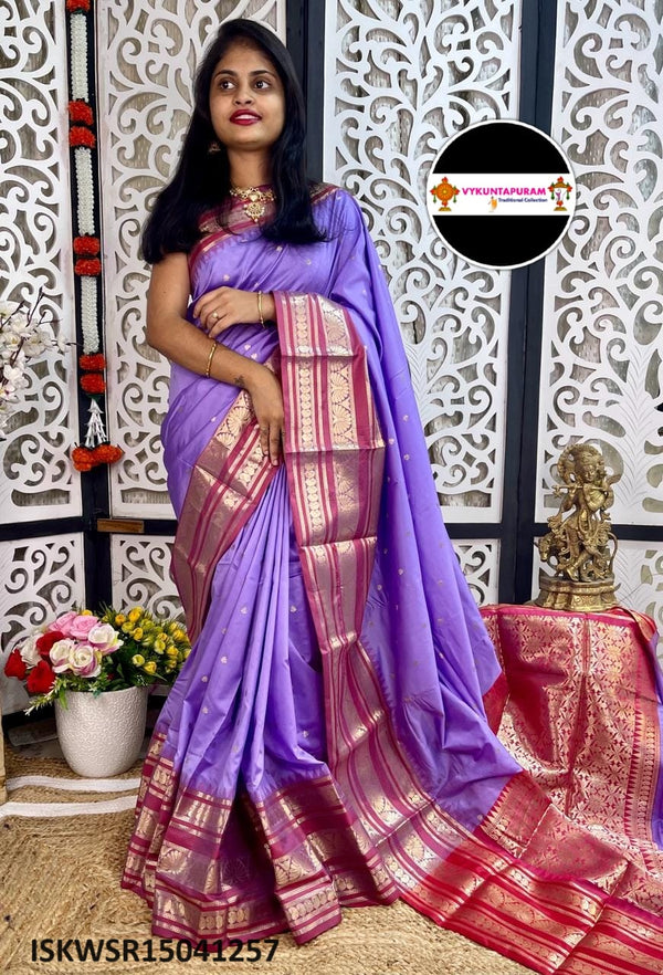 Gadwal Silk Saree With Contract Blouse-ISKWSR15041257