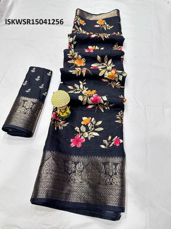 Floral Printed Dola Silk Saree With Blouse-ISKWSR15041256