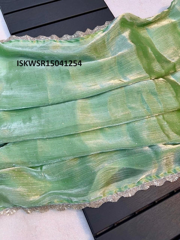 Sequined Jimmy Chiffon Saree With Raw Silk Blouse-ISKWSR15041254