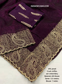 Embroidered Chiffon Saree With Banarasi Silk Blouse-ISKWSR15041239
