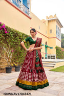 Digital Printed Dola Tussar Silk Lehenga With Blouse And Dupatta-ISKWNAV17043421