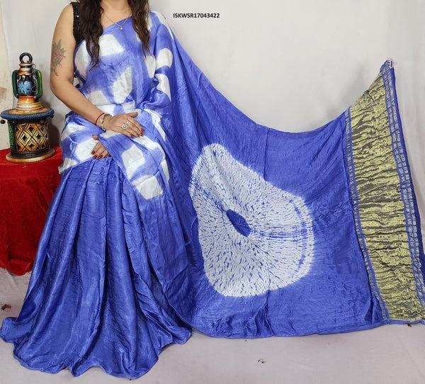 Shibori Printed Modal Silk Saree With Blouse-ISKWSR17043422