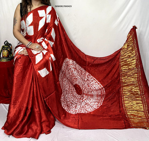 Shibori Printed Modal Silk Saree With Blouse-ISKWSR17043423