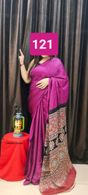 Ajrakh Printed Modal Silk Saree With Blouse-ISKWSR17043424
