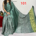 Hand Block Ajrakh Printed Modal Silk Saree With Blouse-ISKWSR17043425