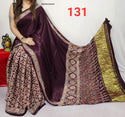 Hand Block Ajrakh Printed Modal Silk Saree With Blouse-ISKWSR17043428