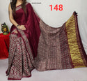 Hand Block Ajrakh Printed Modal Silk Saree With Blouse-ISKWSR17043428