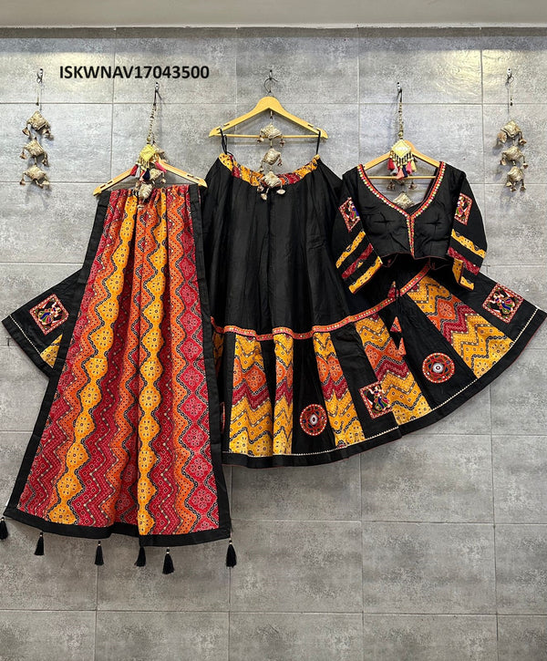 Rayon Cotton Lehenga With Blouse And Printed Cotton Dupatta-ISKWNAV17043500