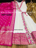 Embroidered Malmal Cotton Anarkali With Banarasi Silk Dupatta-ISKWAN1704NP1598