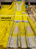 Embroidered Chinon Silk Kurti With Skirt And Dupatta-ISKWSKT1704NP2504
