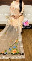 Sequined Silk Kurti With Pant And Hand Printed Organza Dupatta-ISKWSU1704SPC3647