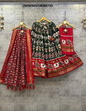 Digital Printed Tussar Silk Lehenga With Blouse And Dupatta-ISKWNAV18048733