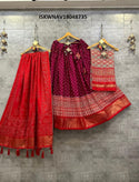 Digital Printed Tussar Silk Lehenga With Blouse And Dupatta-ISKWNAV18048735