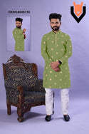 Embroidered Silk Kurta With Pajama-ISKM18048730