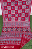 Ajrakh Hand Block Printed Malmal Cotton Saree With Blouse-ISKWSR22047789