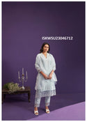 Embroidered Cotton Silk Kurti With Pant And Organza Dupatta-ISKWSU23046712
