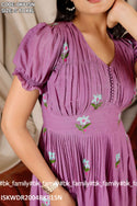 Embroidered  Cotton Dress-ISKWDR2004BK815N