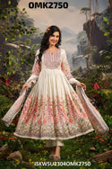 Digital Floral Printed Malmal Cotton Anarkali Kurti With Pant And Dupatta-ISKWSU2304OMK2750
