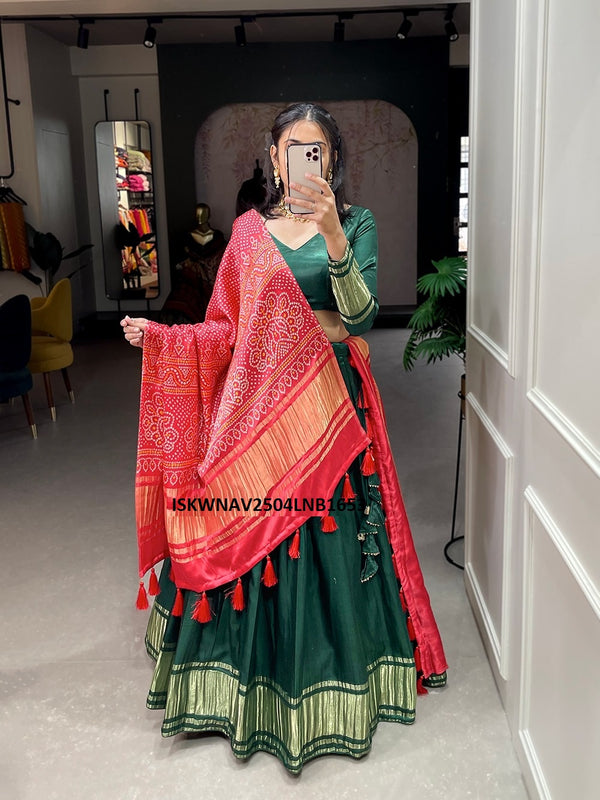 Dyered Gaji Silk Lehenga With Blouse And Digital Printed Dupatta-ISKWNAV2504LNB1653
