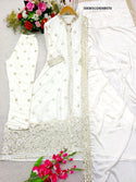 Embroidered Satin Silk Front Slit Kurti With Pant And Dupatta-ISKWSU24048970