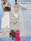 Embroidered Chinon Silk Kurti With Palazzo And Dupatta-ISKWSU24047834