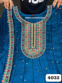 Embroidered Silk Gown With Dupatta-ISKWGN2504AGC4032