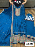 Embroidered Silk Gown With Dupatta-ISKWGN2504AGC4032