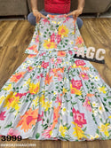 Printed Rayon Tired Pattern Dress-ISKWDR2504AGC3999