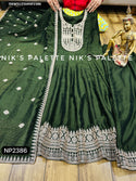 Embroidered Silk Gown With Dupatta-ISKWGN2504NP2386