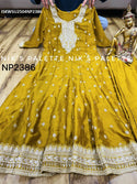 Embroidered Silk Gown With Dupatta-ISKWGN2504NP2386