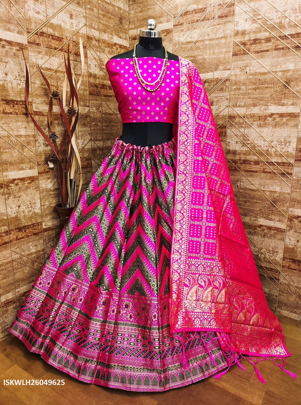 Brocade Lehenga With Brocade Silk Blouse And Banarasi Silk Dupatta-ISKWLH25049625