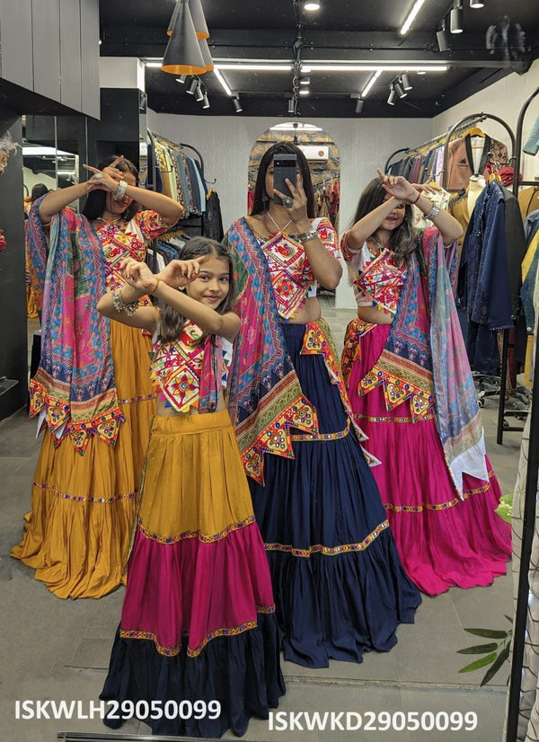 Couple's Wear And Kid's Lehenga Choli And Kurta Pajama Set-ISKWLH29050099/ISKM29050099/ISKWKD29050099