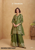 Printed Chinon Silk Kurti With Sharara And Embroidered Dupatta-ISKWSH180310284/85/86/87