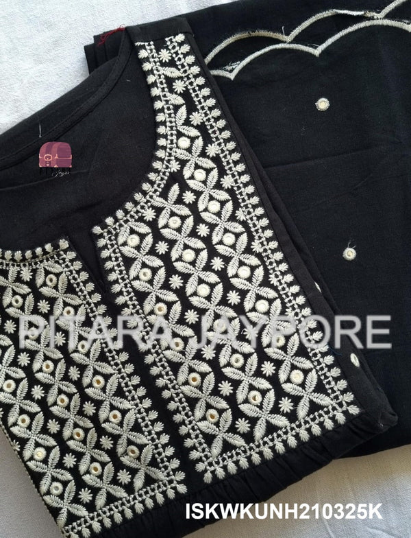 Embroidered Cotton Flared Kurti With Palazzo-ISKWKUNH210325K