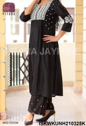 Embroidered Cotton Flared Kurti With Palazzo-ISKWKUNH210325K