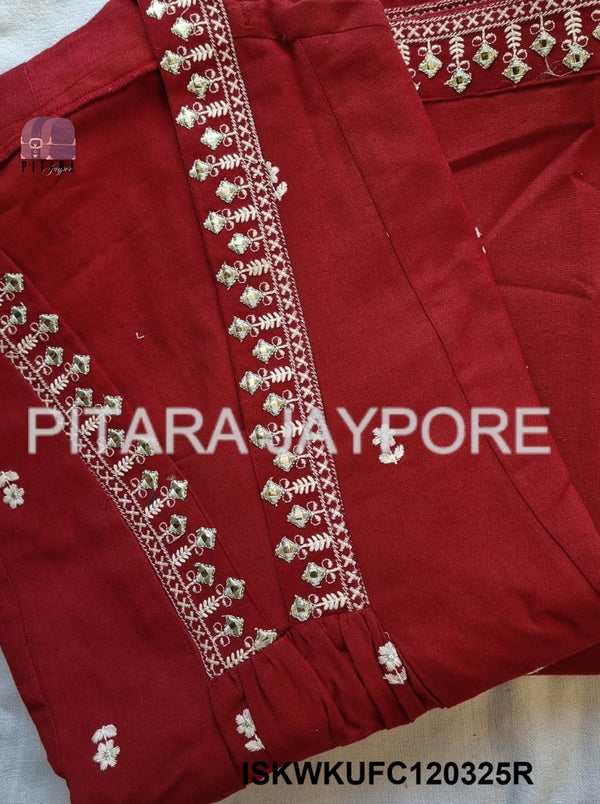 Embroidered Linen Cotton Kurti With Pant-ISKWKUFC120325R