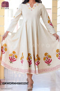 Block Printed Cotton Dress-ISKWDRNH080325C