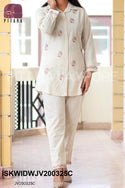 Embroidered Linen Cotton Co-Ord Set-ISKWIDWJV200325C