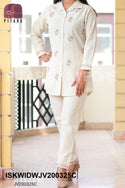 Embroidered Linen Cotton Co-Ord Set-ISKWIDWJV200325C